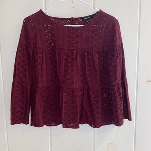 Madewell Maroon Bell Sleeve Blouse